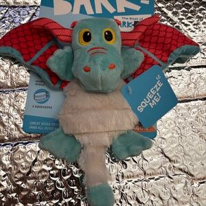 BarkBox Grimbold The Dragon Squeaky Plush Crinkly Tug & Shake Dog Toy 7.5" Bark